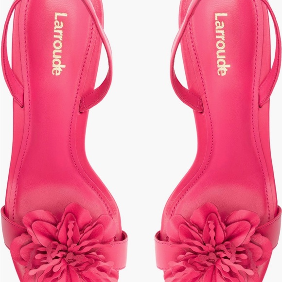 NIB Larroude Pink Hibiscus Slingback Heels - Picture 3 of 10